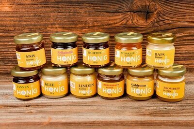 10 x Honig Minigläser verschiedene Sorten